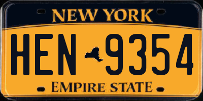 NY license plate HEN9354