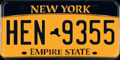 NY license plate HEN9355