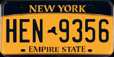 NY license plate HEN9356