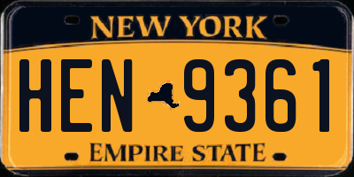 NY license plate HEN9361