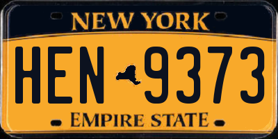 NY license plate HEN9373