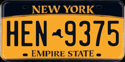 NY license plate HEN9375
