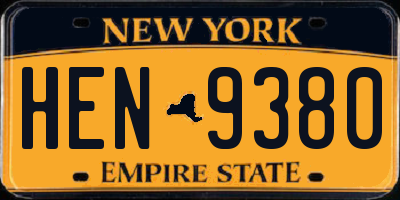 NY license plate HEN9380