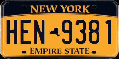 NY license plate HEN9381