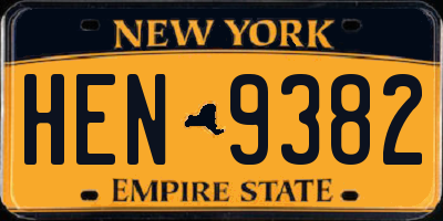 NY license plate HEN9382