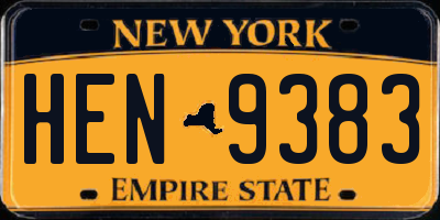 NY license plate HEN9383