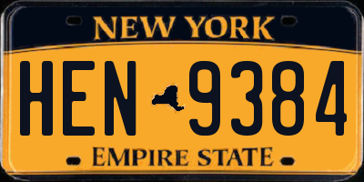 NY license plate HEN9384