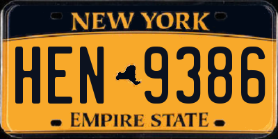 NY license plate HEN9386