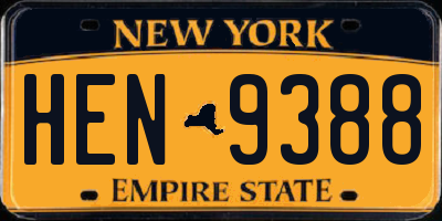 NY license plate HEN9388