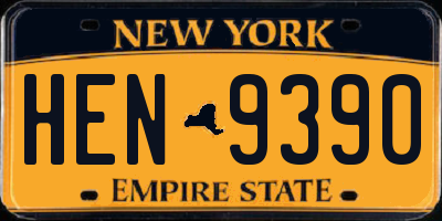 NY license plate HEN9390
