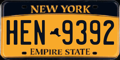 NY license plate HEN9392
