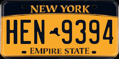 NY license plate HEN9394