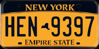 NY license plate HEN9397
