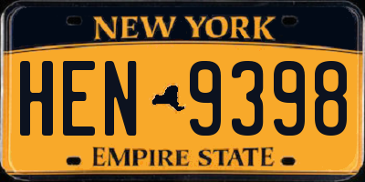 NY license plate HEN9398