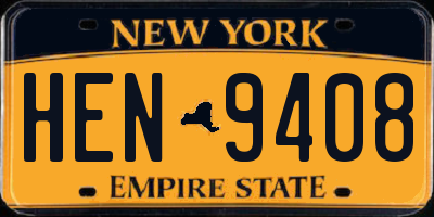 NY license plate HEN9408