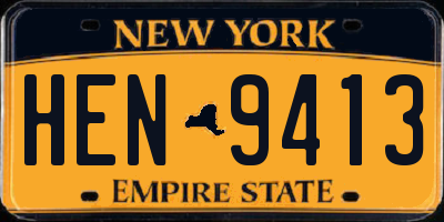 NY license plate HEN9413