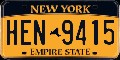 NY license plate HEN9415