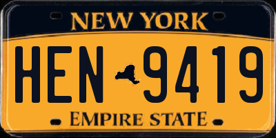 NY license plate HEN9419