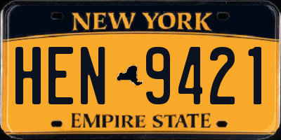 NY license plate HEN9421