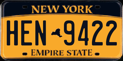 NY license plate HEN9422