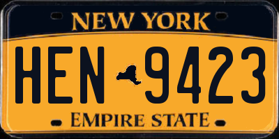 NY license plate HEN9423