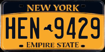 NY license plate HEN9429