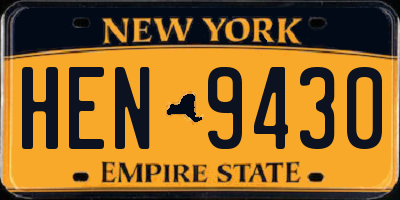 NY license plate HEN9430