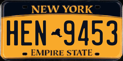 NY license plate HEN9453
