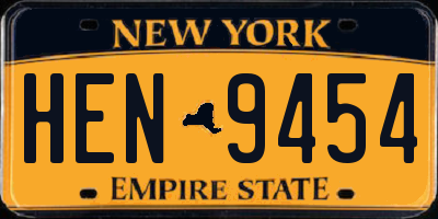 NY license plate HEN9454