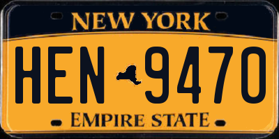 NY license plate HEN9470