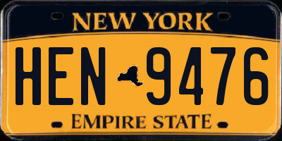 NY license plate HEN9476