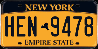 NY license plate HEN9478