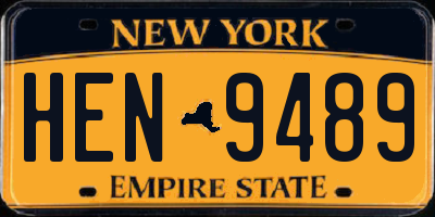 NY license plate HEN9489
