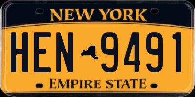 NY license plate HEN9491