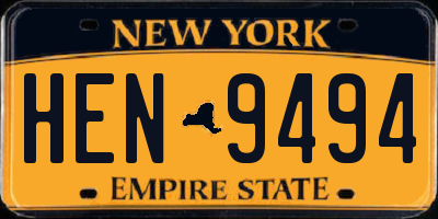NY license plate HEN9494