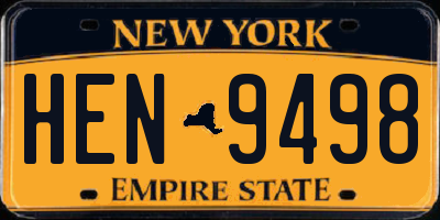 NY license plate HEN9498