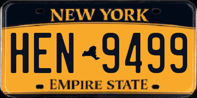 NY license plate HEN9499