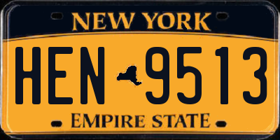 NY license plate HEN9513