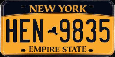NY license plate HEN9835