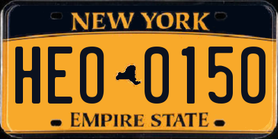 NY license plate HEO0150