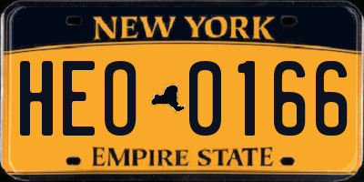 NY license plate HEO0166