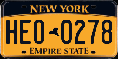NY license plate HEO0278