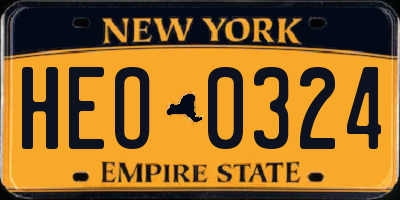 NY license plate HEO0324