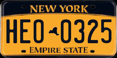 NY license plate HEO0325