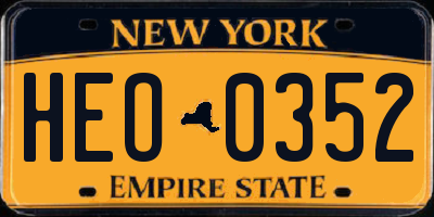 NY license plate HEO0352