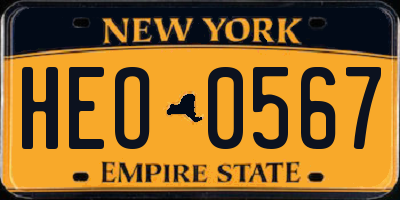 NY license plate HEO0567