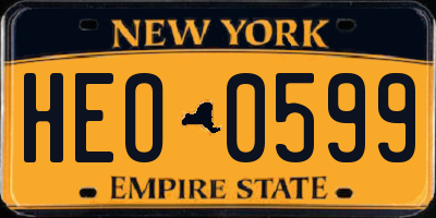 NY license plate HEO0599