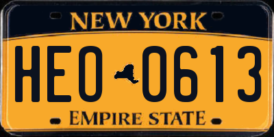 NY license plate HEO0613