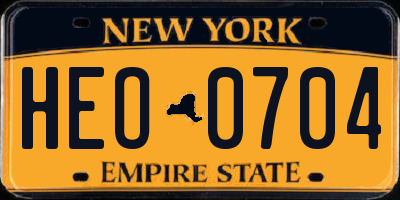 NY license plate HEO0704