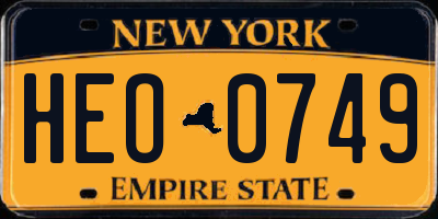 NY license plate HEO0749